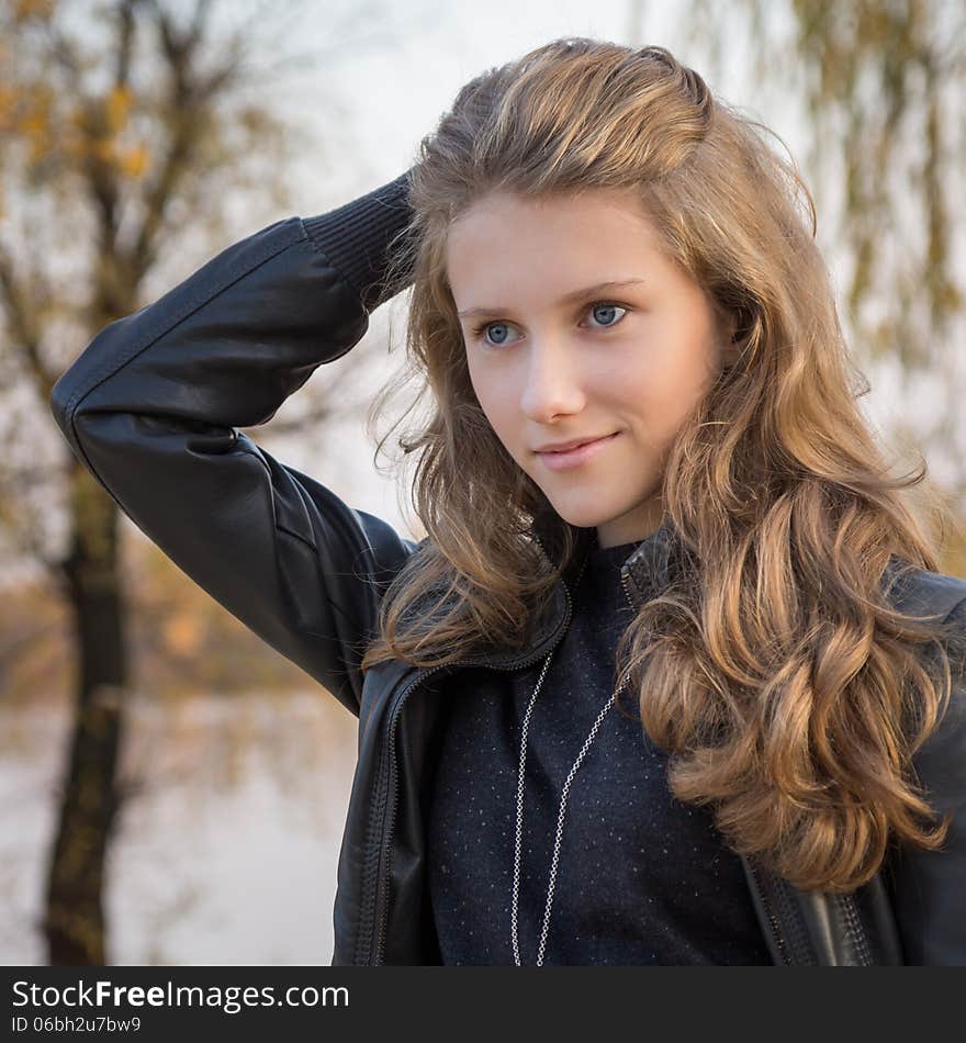 Beautiful young girl portrait outdoors. Beautiful young girl portrait outdoors