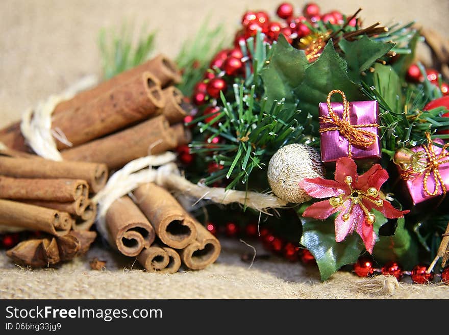 Christmas and New Year decoration background. Christmas and New Year decoration background