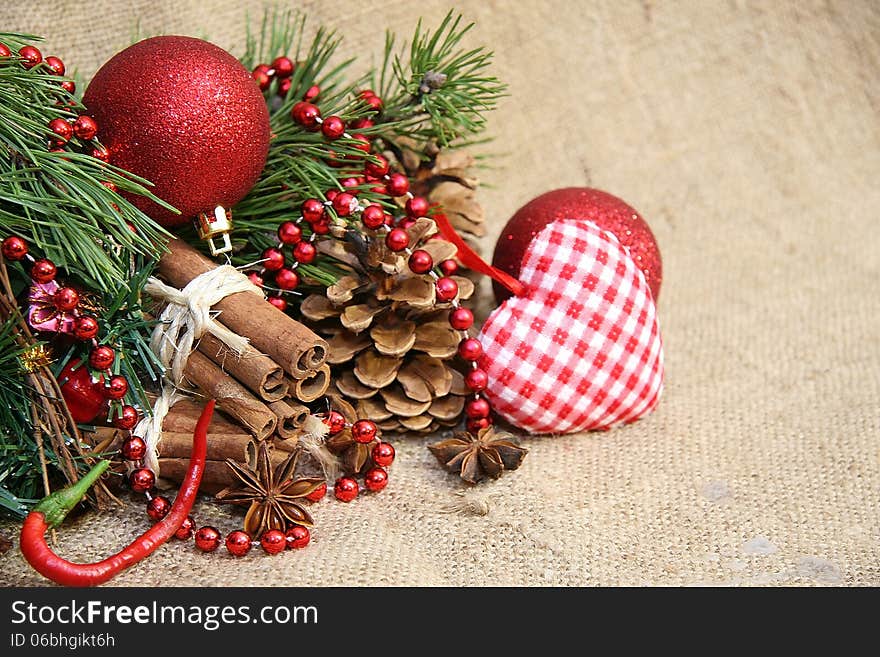 Christmas and New Year decoration background. Christmas and New Year decoration background