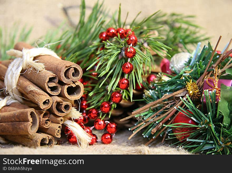 Christmas and New Year decoration background. Christmas and New Year decoration background