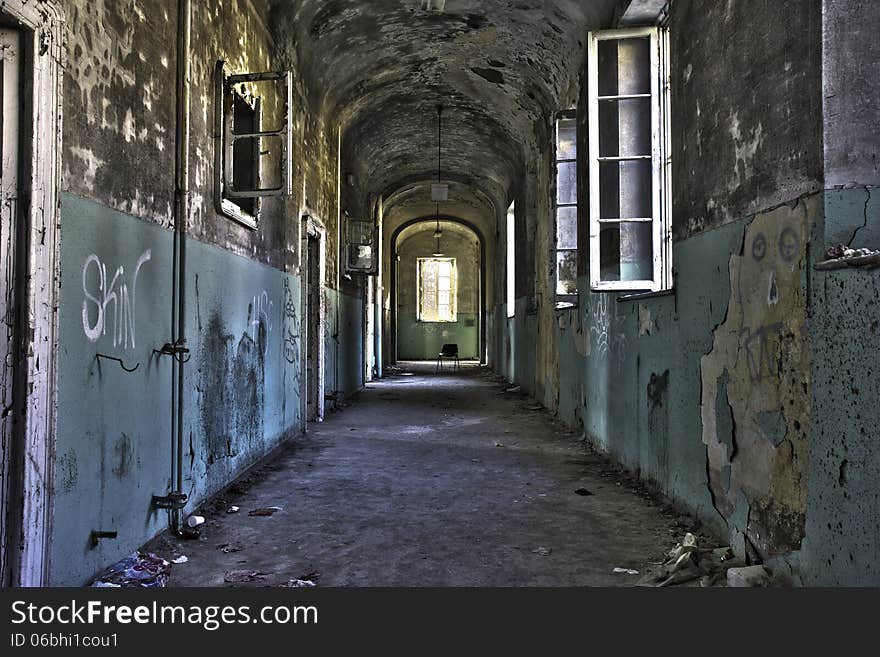 Abandoned psychiatric institute of Mombello-Limbiate, in HDR. Abandoned psychiatric institute of Mombello-Limbiate, in HDR