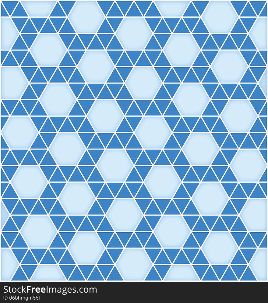 Abstract mosaic background. Blue hexagons and triangles. File without gradients, effects and transperency. Abstract mosaic background. Blue hexagons and triangles. File without gradients, effects and transperency