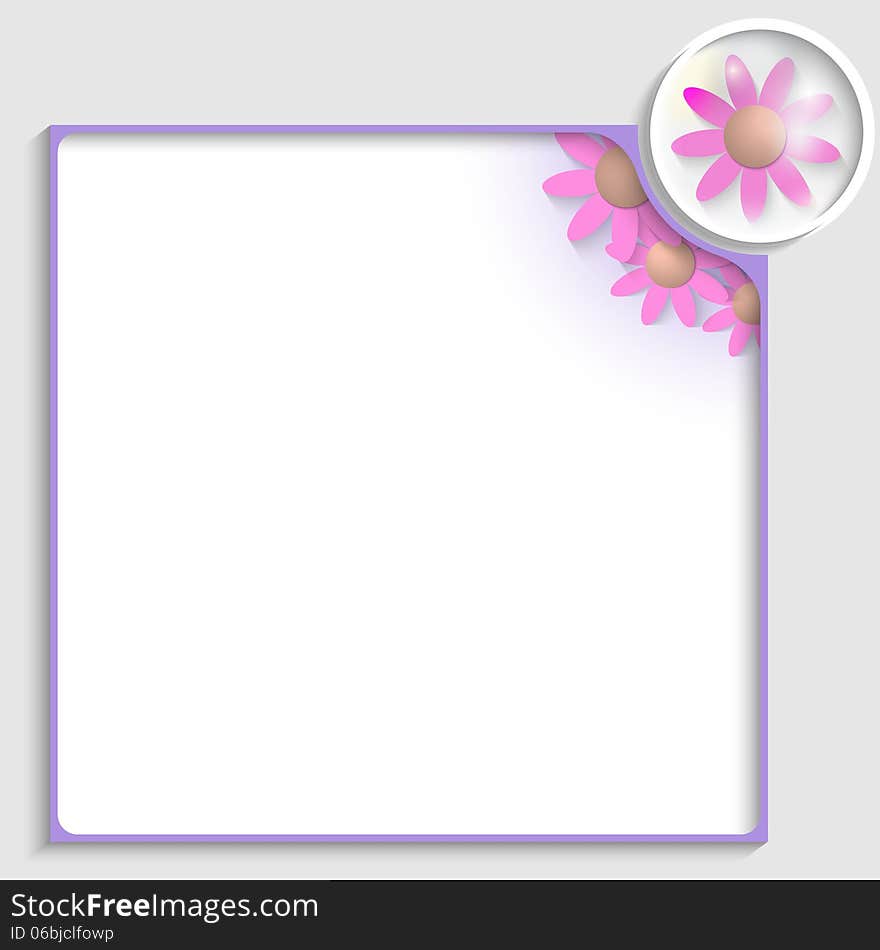 Purple box for any text with flowers