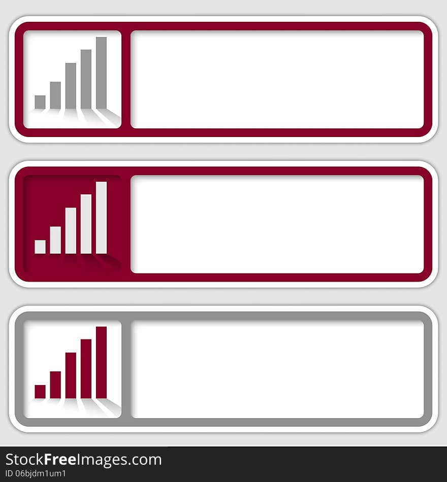 Set of three frames for any text with charts