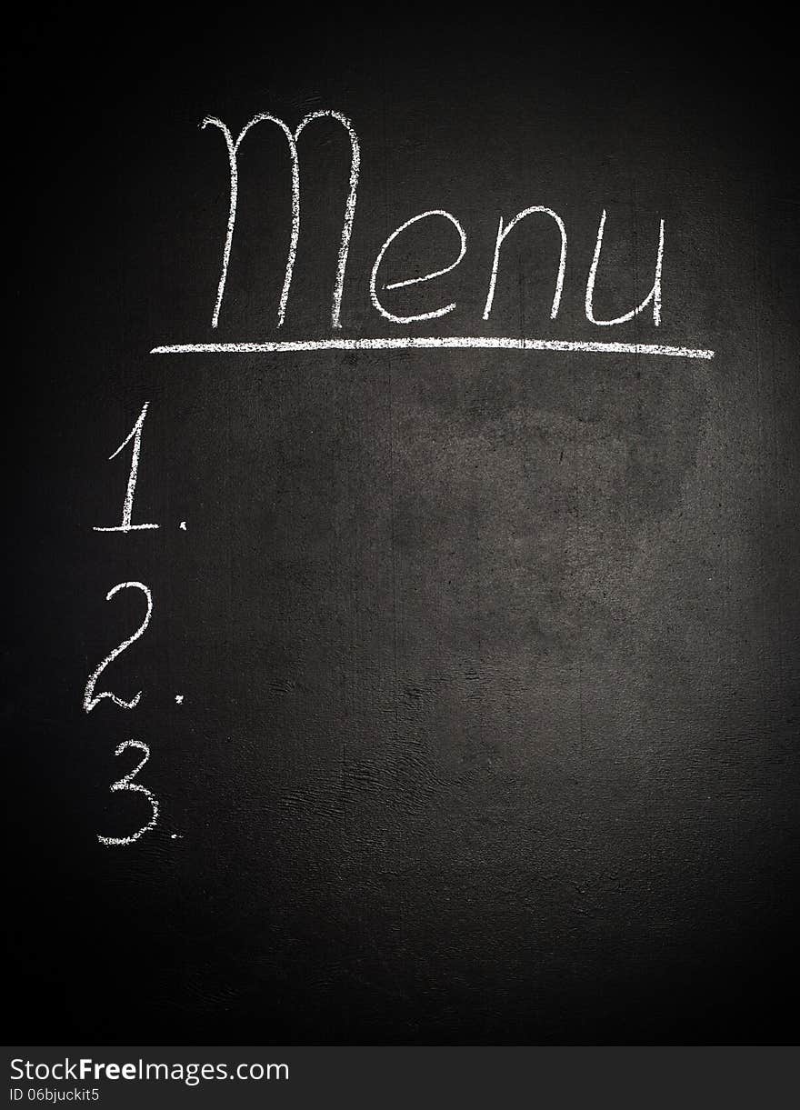 Menu is written in chalk on a blackboard