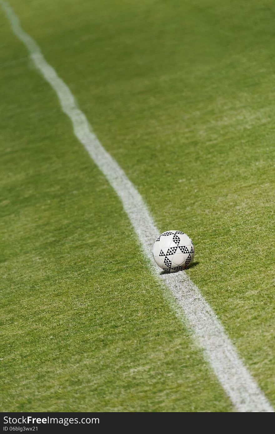 Soccer ball on the grass in the stadium. Soccer ball on the grass in the stadium