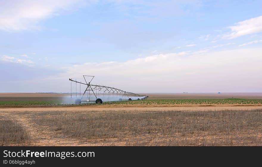 Watering machine in agriculture summer