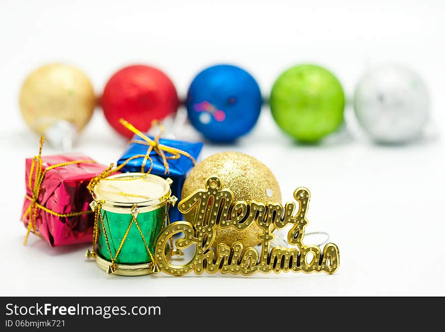 Christmas Balls on white background .