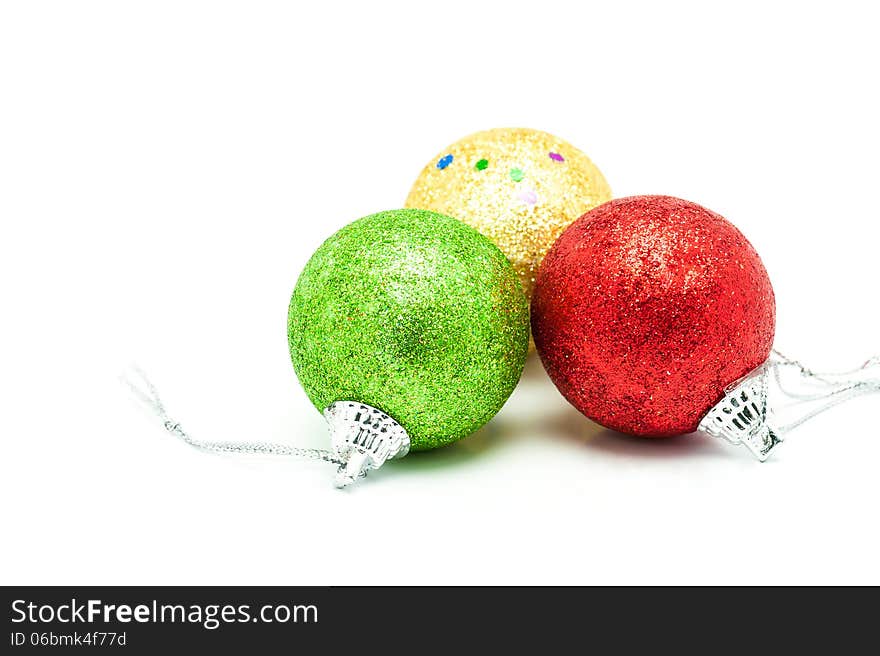 Christmas Balls on white background .