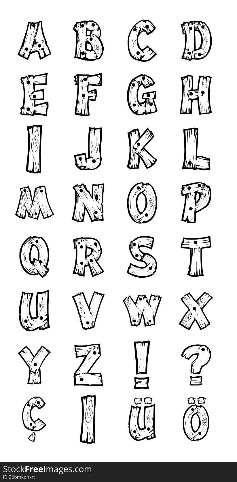 Alphabet letters on board formed from. Alphabet letters on board formed from