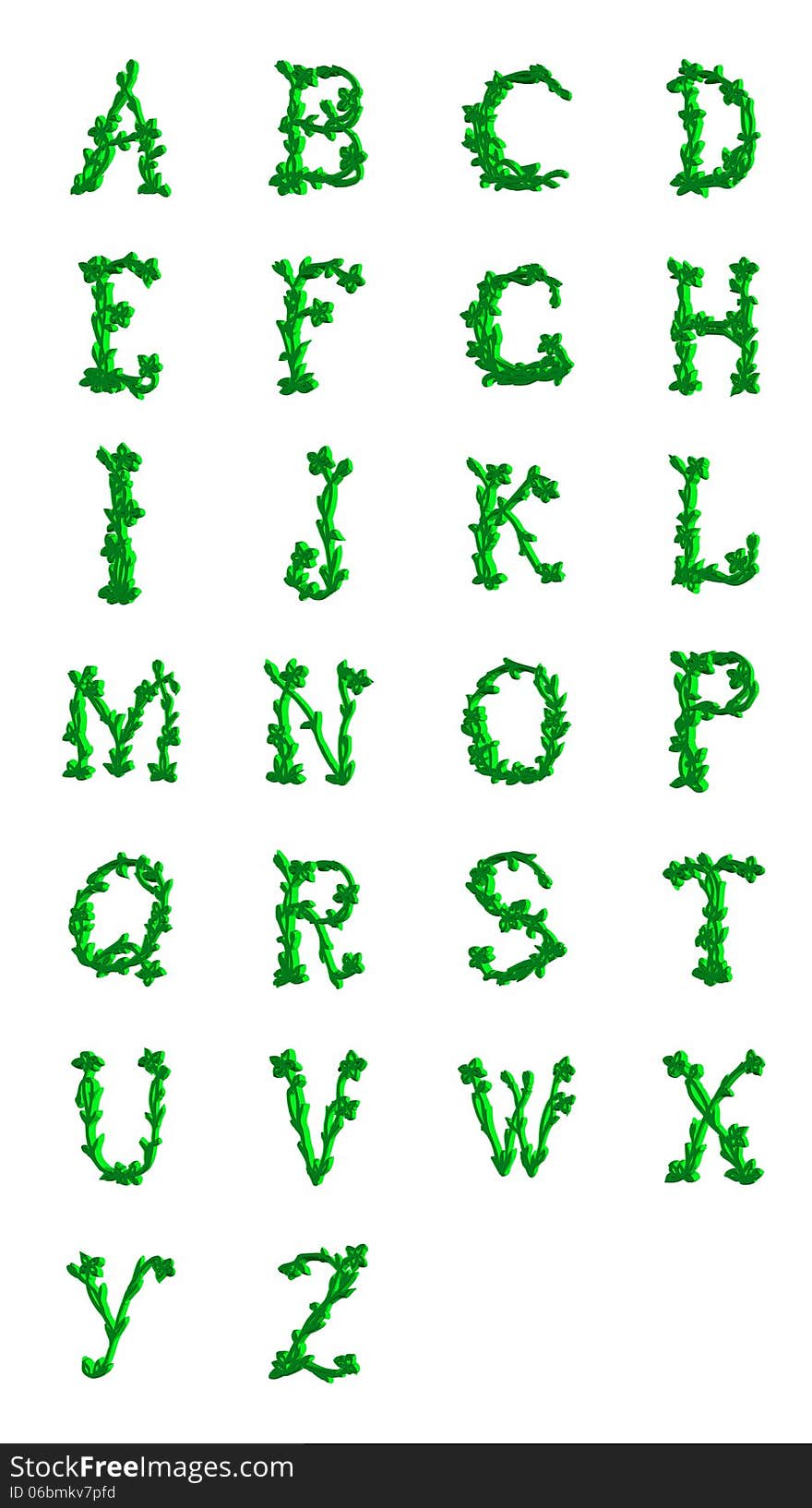 Green branches and tree formed from letters. Green branches and tree formed from letters