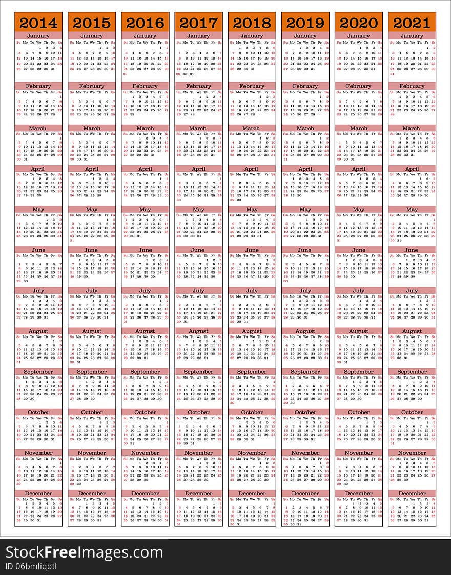 Single-column display dates from 2014 up to 2021. Single-column display dates from 2014 up to 2021