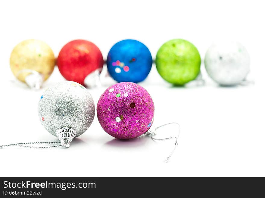 Christmas Balls on white background .