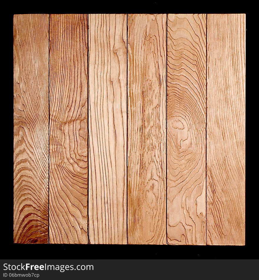 Wooden background on black background. Wooden background on black background