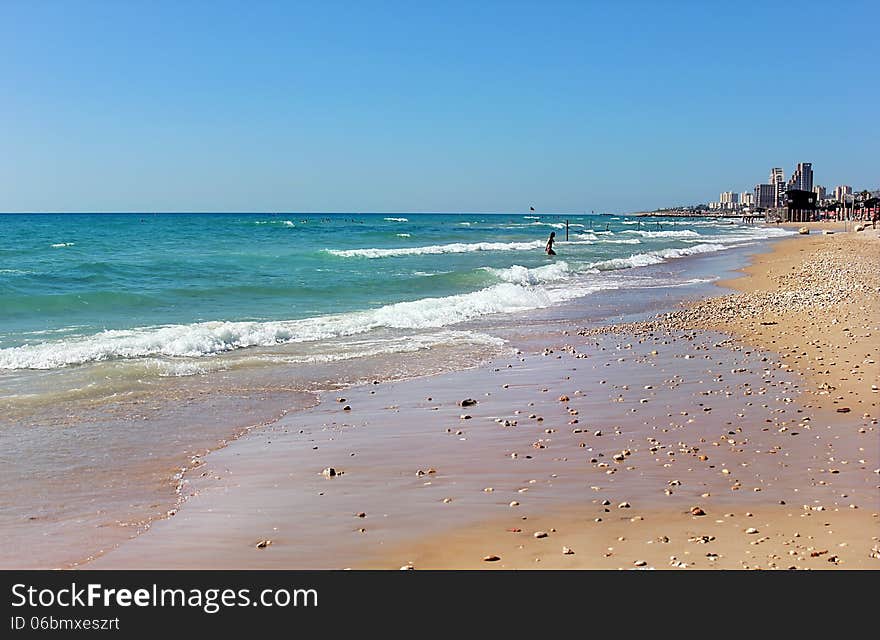 Sandy beach on the Mediterranean Sea