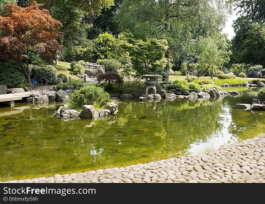 Landscape with pond in Saint James Park, London, England