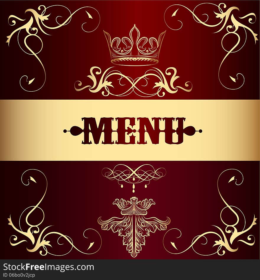 Menu Design With Crown In Vintage Style