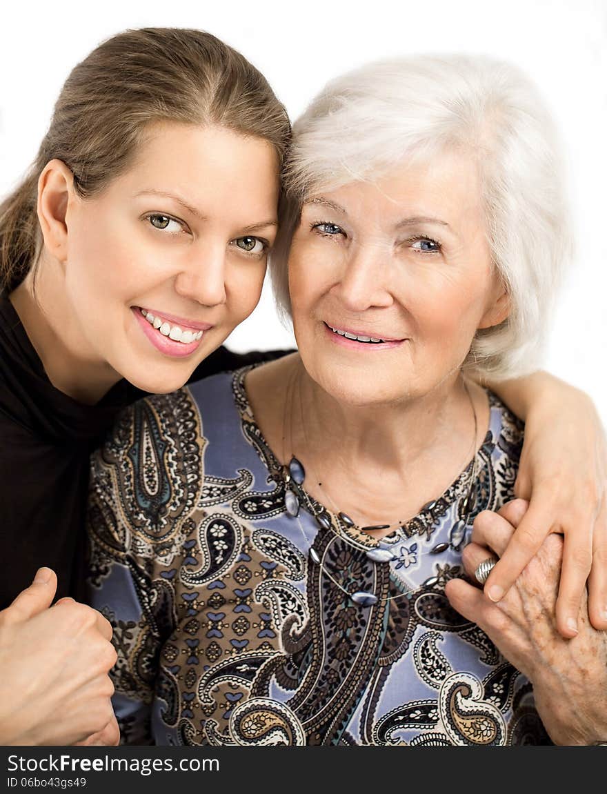 Happy senior women portrait together with granddaughter. Happy senior women portrait together with granddaughter