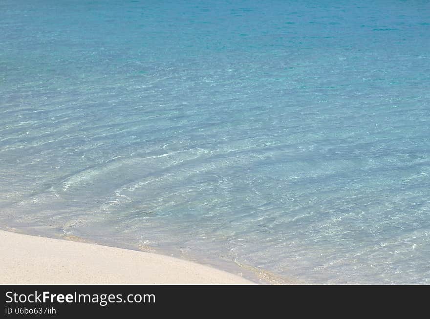 Turquoise water and white sand.