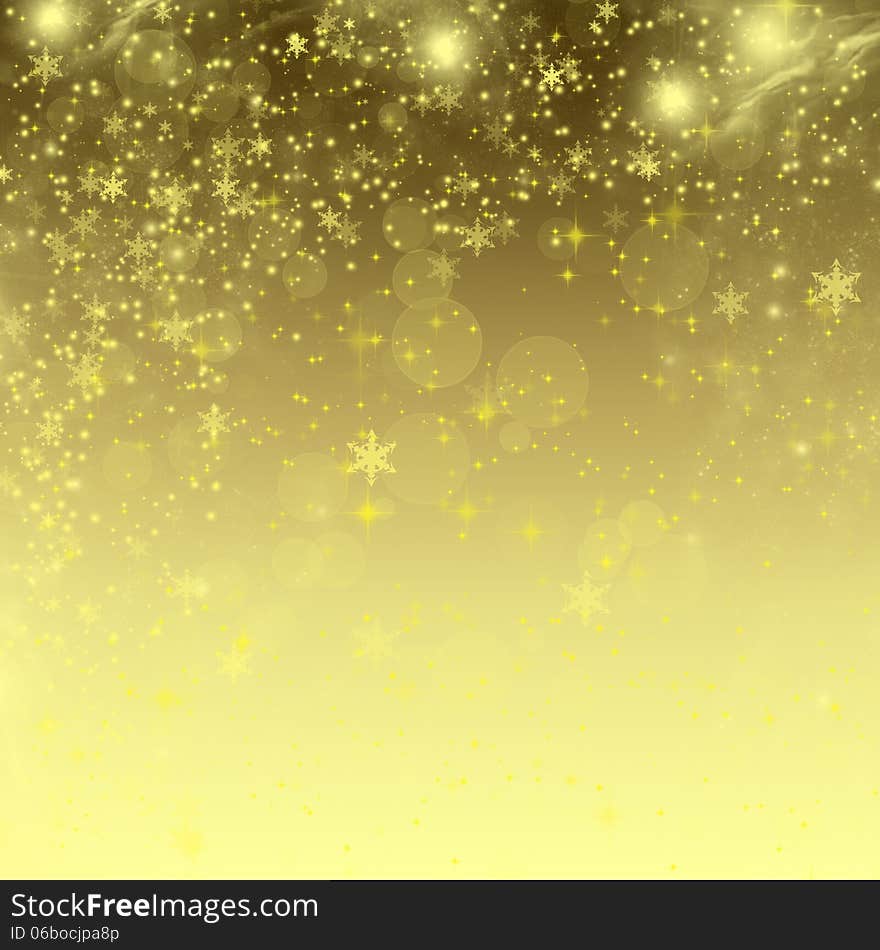 Abstract Christmas background with snowflakes and holiday lights