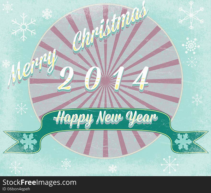 Simple vintage retro Christmas card 2014