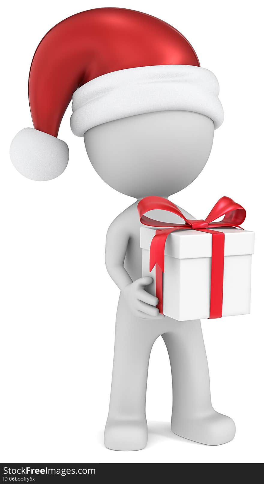 Dude the Santa Claus holding Gift Box. White, red ribbons. Dude the Santa Claus holding Gift Box. White, red ribbons.