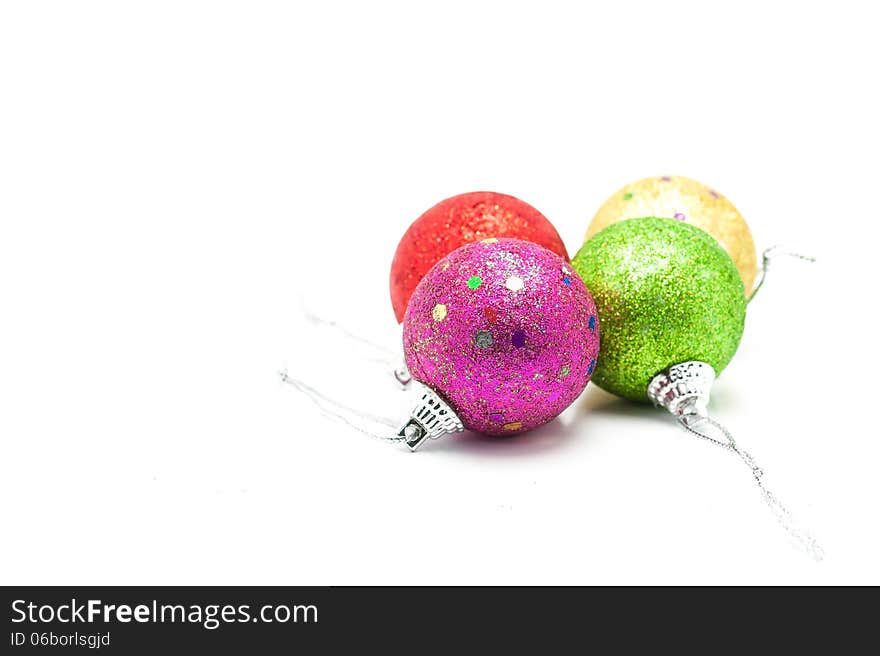 Christmas Balls on white background .