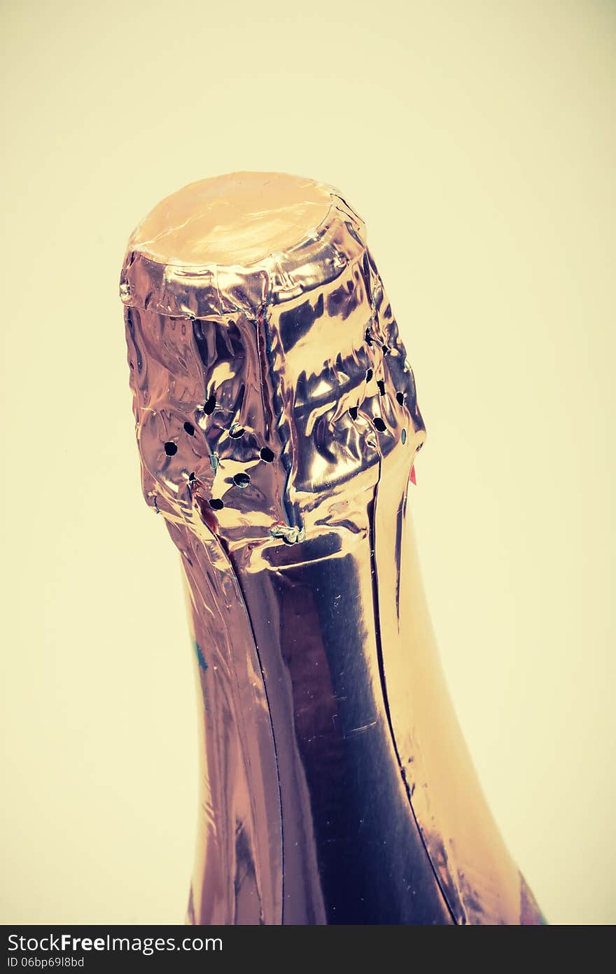 Champagne bottle and gold cork. Champagne bottle and gold cork.