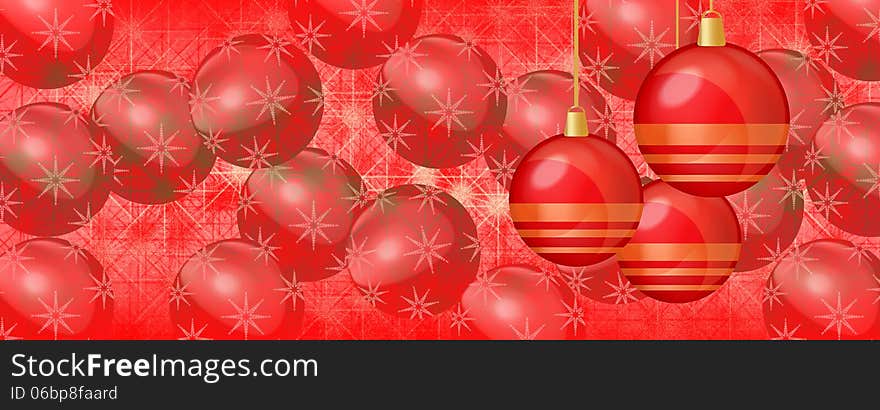 Christmas wallpaper red baubles on panaorama banner