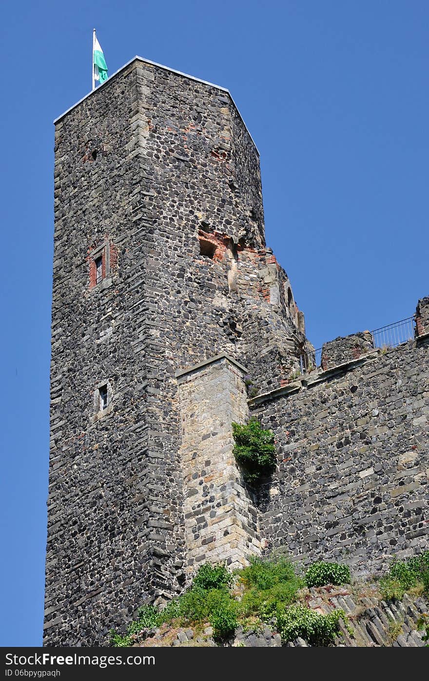 View of the Castle Stolpen the famous basalt massif.