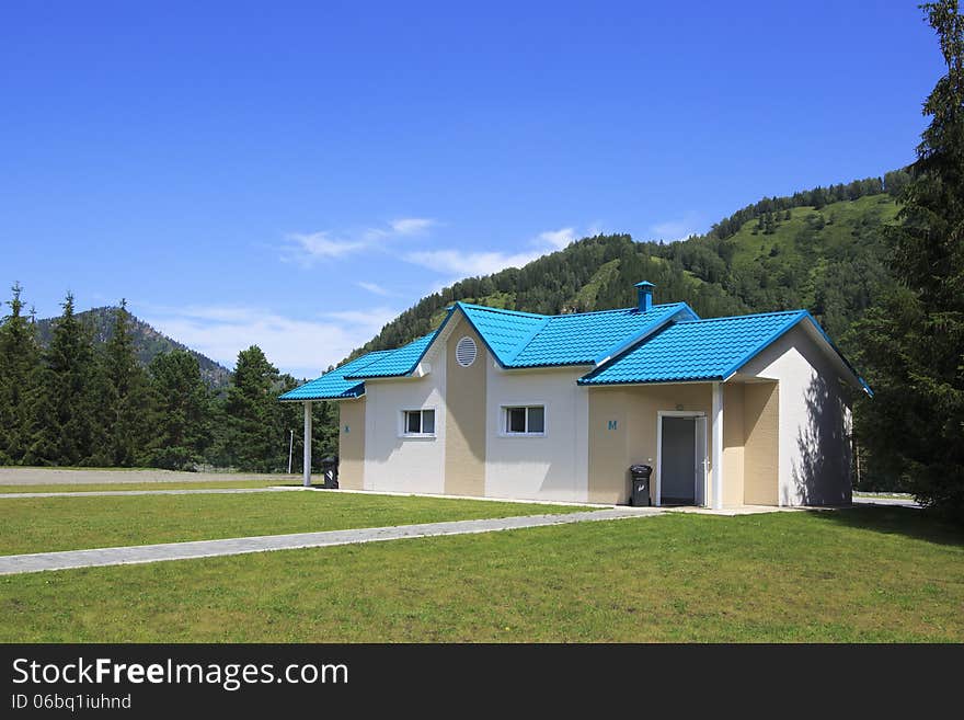 Modern toilet in the mountains.