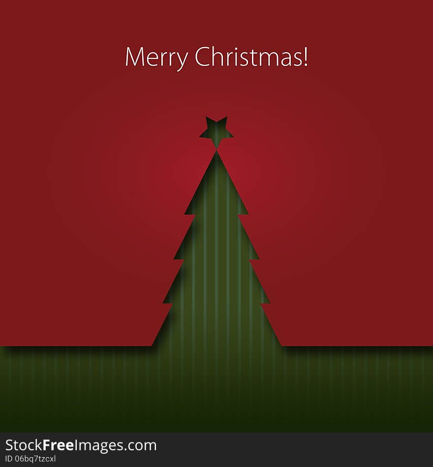 Abstract christmas tree, greeting card. Vector illustration.