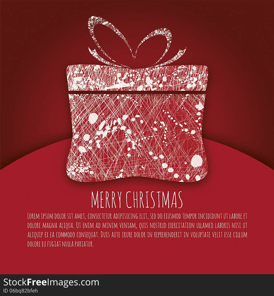 Abstract Christmas package, greeting card. Vector illustration.