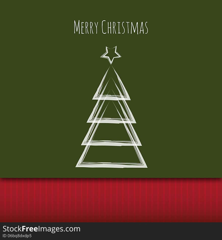 Abstract christmas tree, greeting card. Vector illustration.