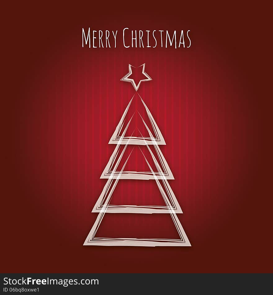 Abstract christmas tree, greeting card. Vector illustration.