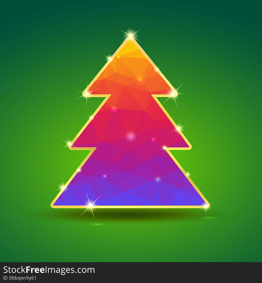 Creative, bright Christmas tree with gold and festive flash. This is file of EPS10 format.