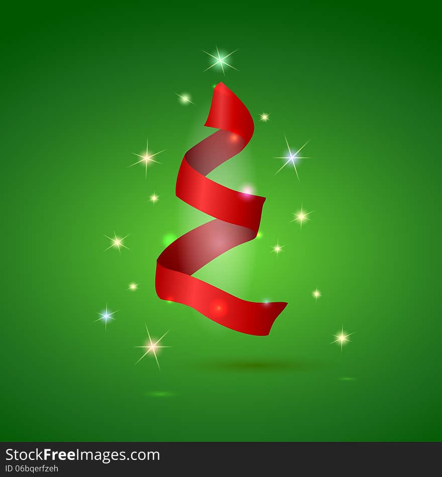 Stylized ribbon Christmas tree . Vector