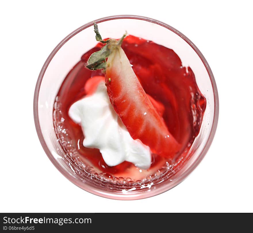 Red strawberry jelly in a glass