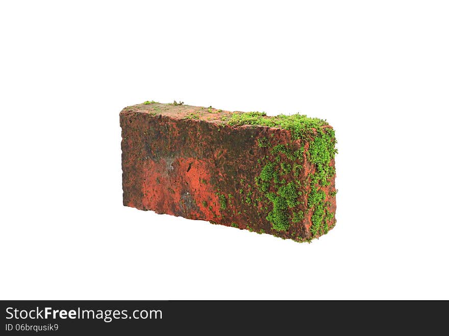 Mossy Brick Wall on a white background