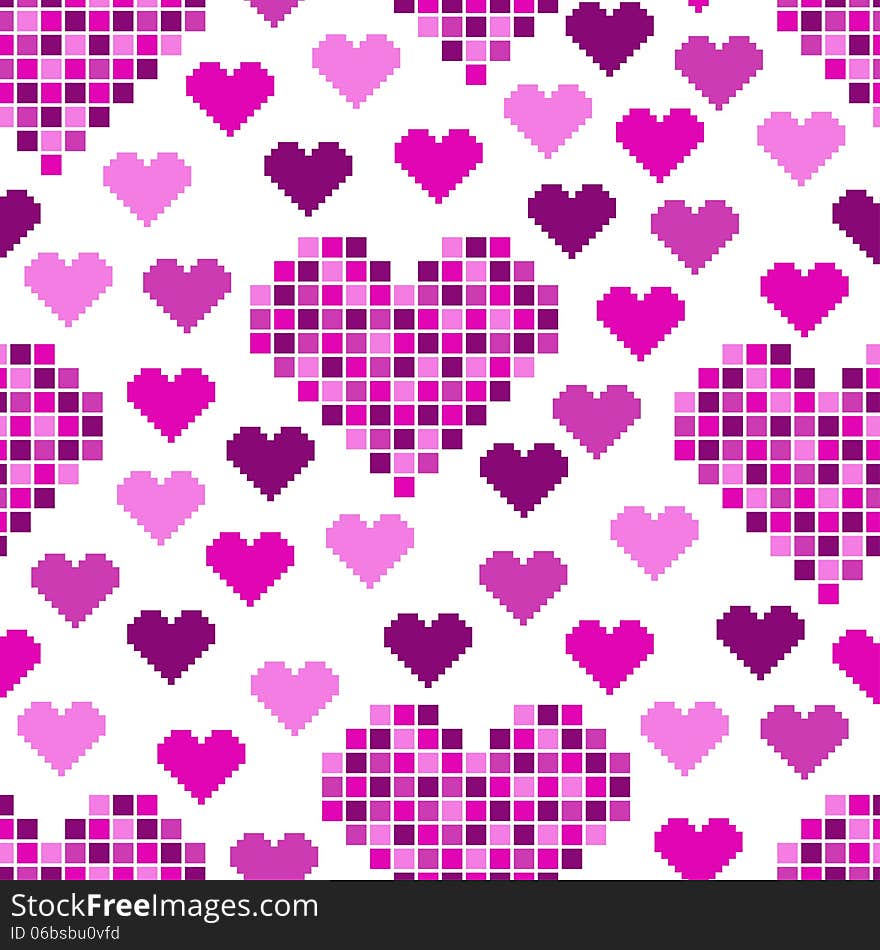 Seamless Pattern With Lots Of Pink Hearts