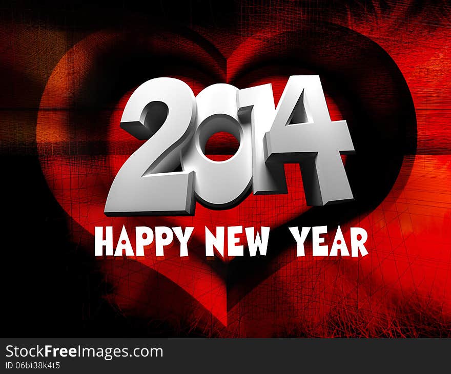 Greetings for the New Year 2014 on a red background in the form of the hearts of the. Greetings for the New Year 2014 on a red background in the form of the hearts of the