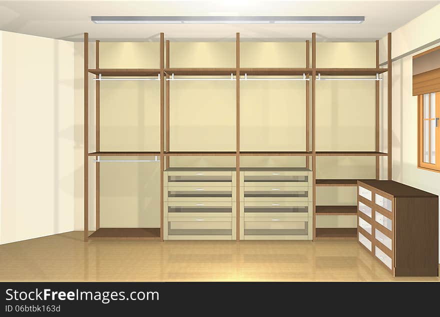 3d Interior Design, Spacious Modern Dressing Room