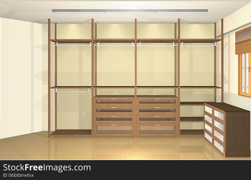 3d interior design, spacious modern dressing room