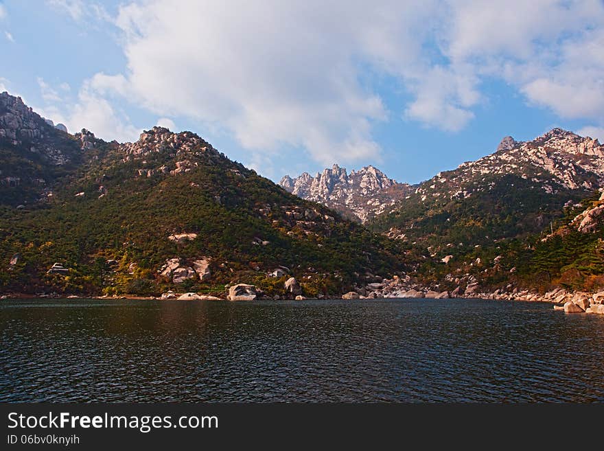 Laoshan mountains beautiful autumn scenery of China