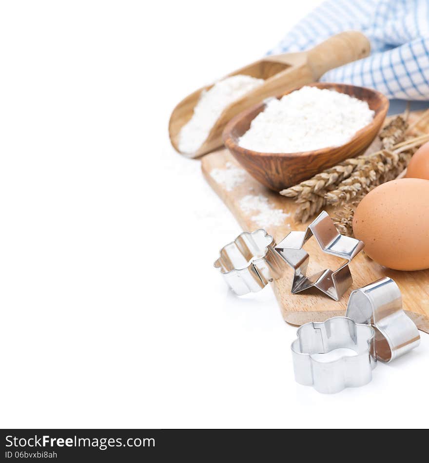 Ingredients for baking cookies, isolated