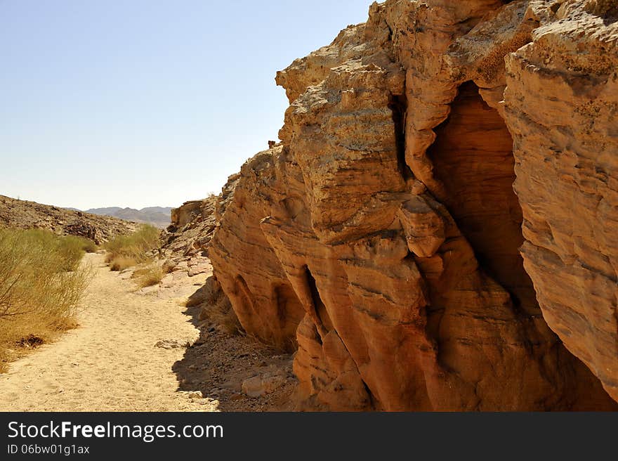 Small riverbed in Negev desert.