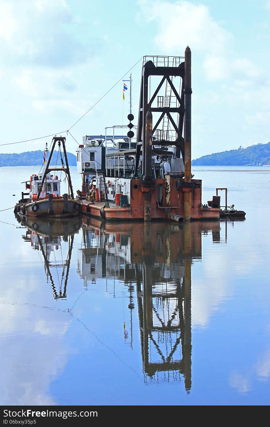 Reflection of the transport ship dock. Reflection of the transport ship dock