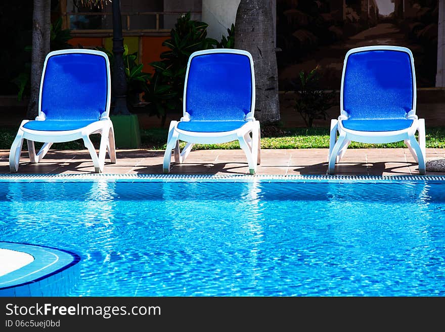 Lounge chairs by the pool