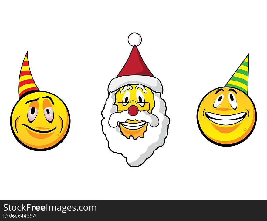 3 christmas smiley faces