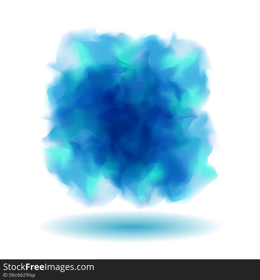 Abstract Smoky Blue Shape on White Background